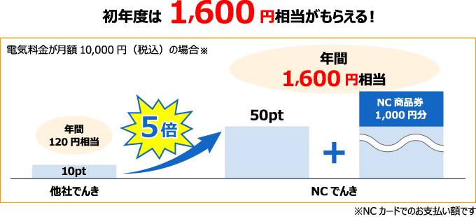 初年度は3,600円相当がもらえる！